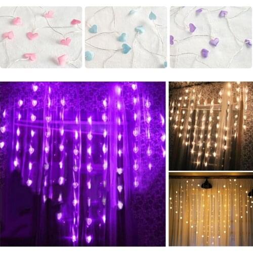 1pcs 10m Heart-shaped LED String Lights Curtain Lighting Christmas Holiday Party Indoor And Outdoor Garden Waterproof Decoration