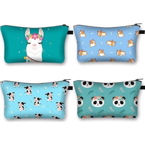 Cute Animals Pattern Women Cosmetic Bag Printing Color Toiletry Ladies Portable Makeup Girls Lipstick Bags Gift