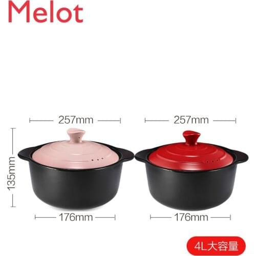 Ceramic Pot Shallow Soup Pot 4L High Temperature Resistant Casserole Stockpot Household Stone Pot Open Fire Gas Dedicated