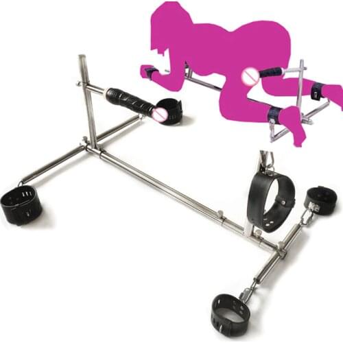 Leather Hand Ankle Cuffs BDSM Collar Stainless Steel K9 Bondage Frame Adult Games Slave Restraints Torture Sex Toys For Couples