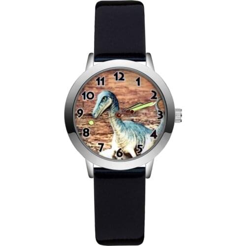 Fashion Cartoon Cute Dinosaur Style Childrens Kids Student Girls Quartz Leather Wrist Watches JA200