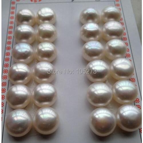 Top Fashion 100% natural freshwater pearls, a half Hole pearls, extremely strong light 11-12mm Flat Pearl,Can do earrings ring