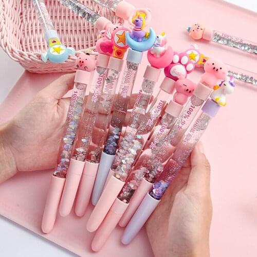 Cartoon Unicorn Gel Pen Stars Oil Quicksand Magic Colorful Cute Pen Korean Stationery School Supplies