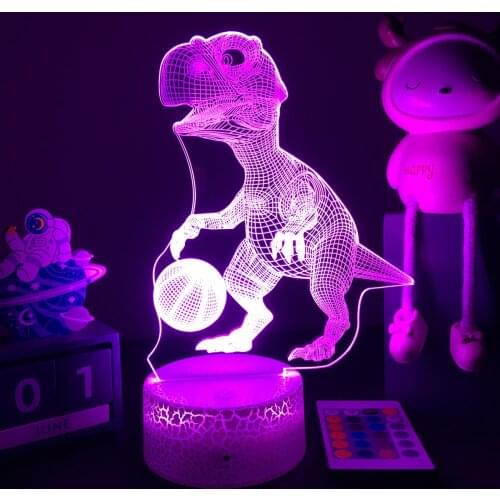 3D Dinosaur Nightlight For Baby Sleep Lighting Tyrannosaurus Play Basketball Figure Kids Child Bedroom Decor Birthday Gifts