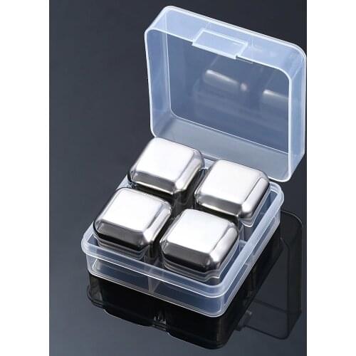 100set NEW 4Pcs/set Whiskey Wine Beer Stones Stainless Steel Cooler Stone Ice Rocks Cube Alcohol Chiller Stone ZA0901