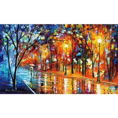 Landscape Modern paintings with Palette knife art oil on Canvas long alley II Handmade high quality