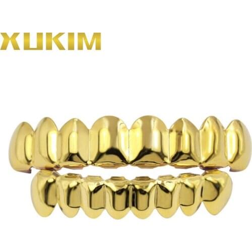 GH281-G Xukim Jewelry Foctory Price Drop Ship Factory direct sales Hip Hop Rapper Vampire Grillz Dental Jewelry Gold Grillz