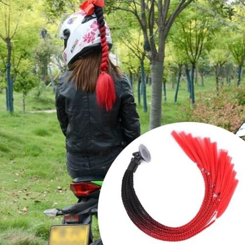 Motorcycle Helmet Braids Ramp Twist With Sucker Motorbike Helmet Decoration Woman Wig Dual Pigtail Ponytail Helmet Accessories