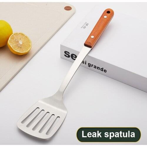 Scoops Stainless Steel Silver Cooking Tool Wooden Long Handle Korean Kitchen supplies Items Cooking Utensils Kitchen Accessories
