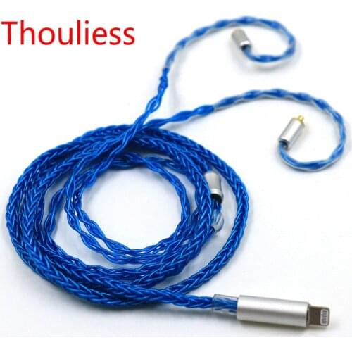 Thouliess UP-OCC Single Crystal Silver MMCX Connector Headphone Upgrade Cable for Lightning Plug