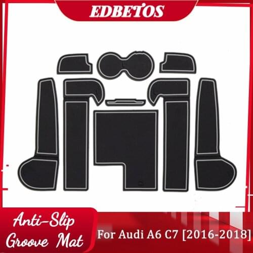 Center Console Liner Compatible For Audi A6 C7 2016 2017 2018 Door Cup Holder Accessories Red / White / Blue Trim