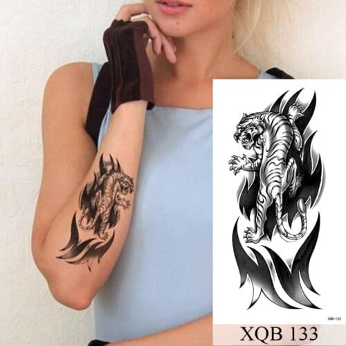 Waterproof Temporary Tattoo Sticker Tiger Totem Flash Tattoos Lion Wolf Skull Body Art Arm Fake Sleeve Tatoo Women Men