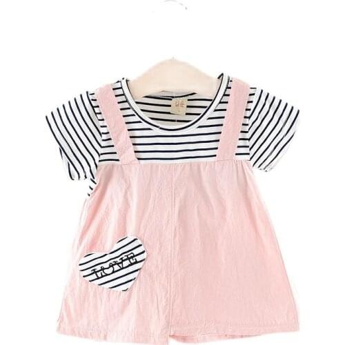 High Quality 2021 Summer Toddler Girls Princess Birthday Dresses 100% Pure Cotton Casual Short Sleeve Infant Baby Girl Skirts