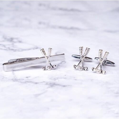 Retail Business Golf Set Tie Clips For Men Silver Plated Copper Quality Neck Tie Jewerly For Suit Business Wedding