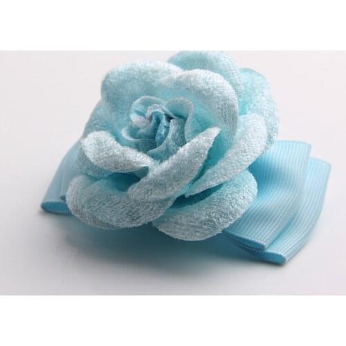 Simple Classic Fabric Handmade Rose Flower with Ribbon Bow Women Brooches Pins Cardigan Collar Scarves Accessory Wedding Bouquet