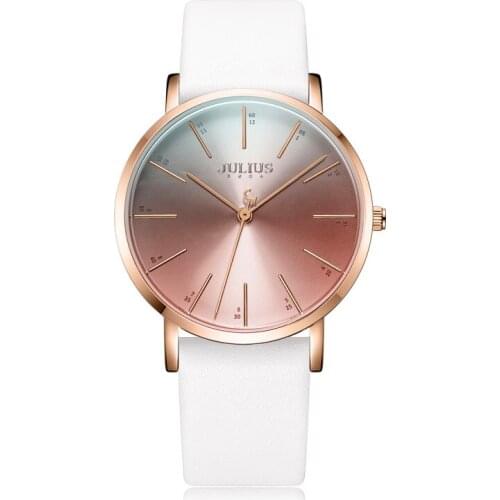 Big Dial Rainbow Color Lady Womens Watch Japan Quartz Fine Fashion Hours Real Leather Bracelet Girls Birthday Gift Julius Box