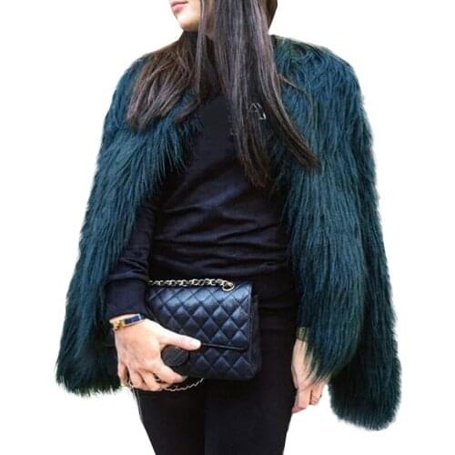 2020 Autumn Winter Fake Fox Fur Coat Women Hooded Imitation Fox Fur Plus Size Ladies Elegant Long Sleeve Female Overcoat