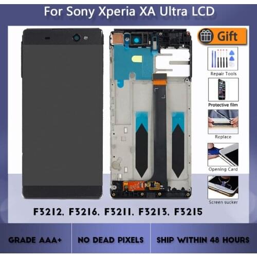 For Sony Xperia XA Ultra F3212 F3216 F3211 F3213 F3215 LCD screen assembly with front case touch glass,With repair parts