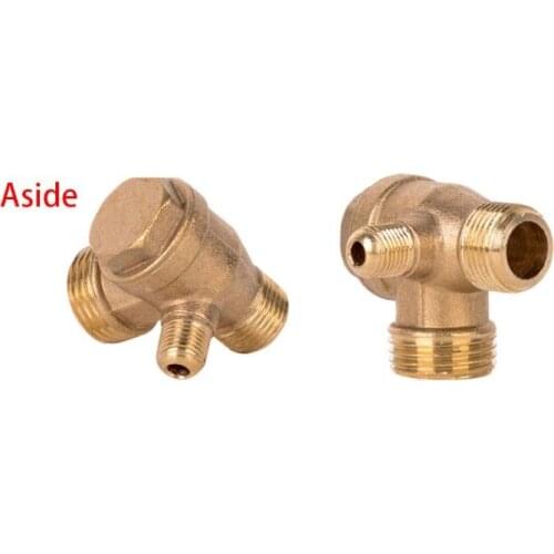 1 Pc 3 Port Brass Male Threaded Check Valve Connector Tool for Air Compressor Prevent Backflow
