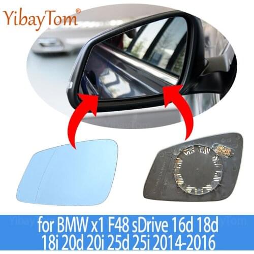 1pc Side View Rearview Blue Heated Left & Right Mirror Glass for BMW X1 F48 SDrive 16d 18d 18i 20d 20i 25d 25i 2014-2016