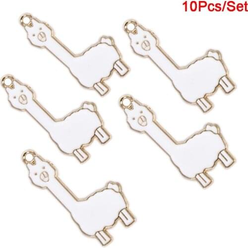 10Pcs/Set Enamel Alloy Alpaca Sheep Charms Pendant Jewelry DIY Making Craft Gift