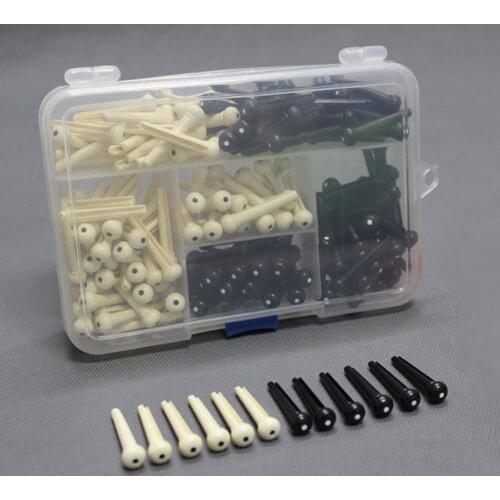 100pcs Dot Head Acoustic Guitar String Nails Bridge Pins Cones with Box Case