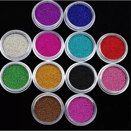 12 pots in 1 12 Color Caviar Nail Art Decoration 3D Bling Glitter Polish Pearl Micro-Beads Nail Art Glitters Caviar Beads
