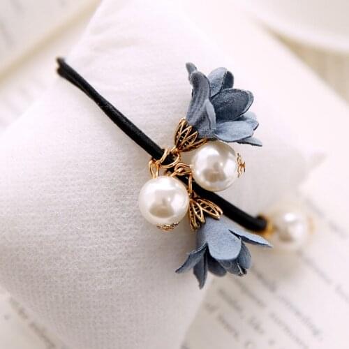 120pcs/lot DIY Simple Multi Flowers Pearl Hair Band Handmade Beads Elasticity Rubber Band Hair Styling Tools Accessories HA1328