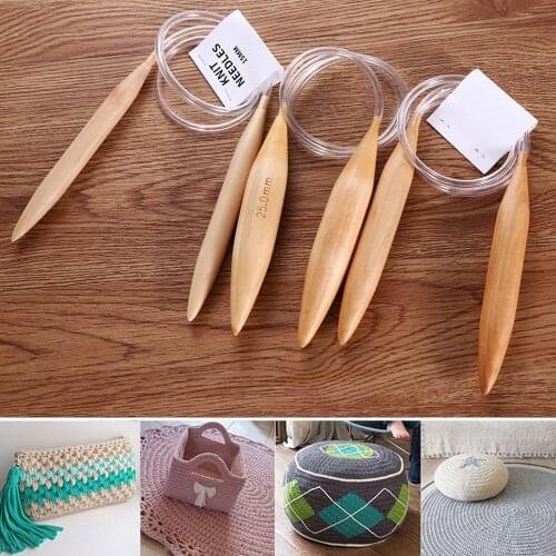 15/20/25mm Crochet Hooks Circular Bamboo Thick Knitting Needles Double Pointed Yarn Dyed Sewing Tools Knitting Accessory