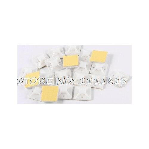 White Plastic Sticky Adhesive 6mm Cable Tie Wrap Mount Base Holder 20 Pcs