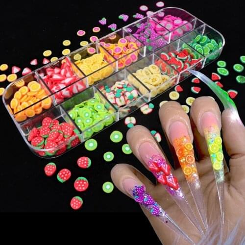 3D Fimo Acrylic Nail Polymer Clay Nail Decoration Colorful Nail Tips Mixed Fruit Slices DIY Manicure Tool Easter Eggs Decal