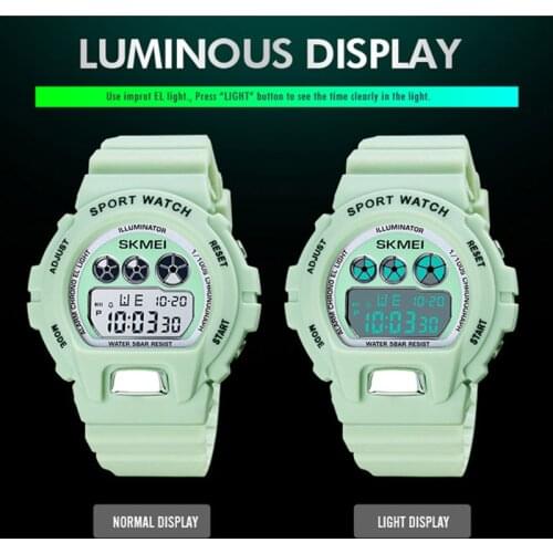 SKMEI Brand Mens Watches PU Strap Simple LED Digital Military Alarm Watch Sport Electronic Watch Waterproof Reloj Hombre