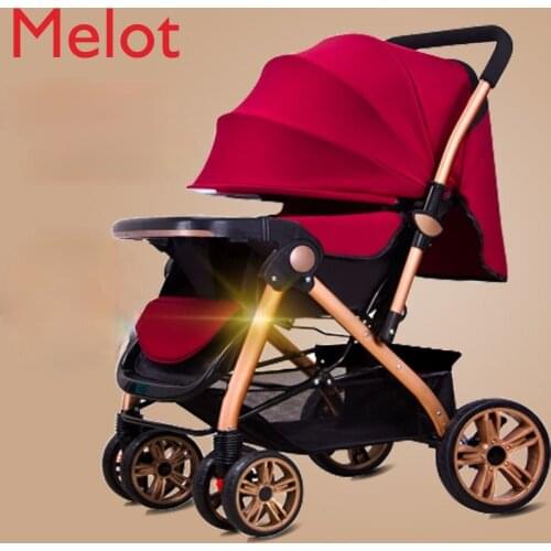 Baby Stroller Can Sit and Lie Folding Four-Wheel Shock Absorber Two-Way Baby Stroller