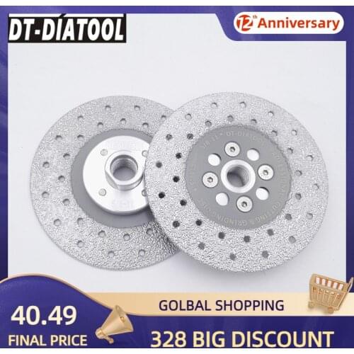 DT-DIATOOL 2pcs 115mm/4.5" 5/8-11 Flange Vacuum Brazed Diamond Cutting Grinding Wheel Disc Both Side Saw Blade Granite Marble