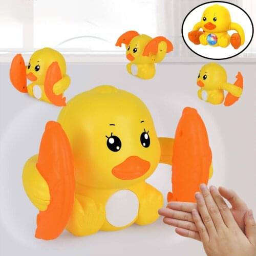 Electric Flipping Dancing Toy Rolling Duck, Voice Control, Funny with Music, Birthday Gift for Boys Girls (Yellow)