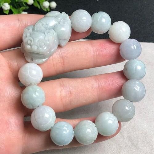 Customized Natural Emerald 13mm Lotus Beads Pixiu elastic Bracelet Adjustable Bangle Jewellery Fashion Accessories Woman Amulet