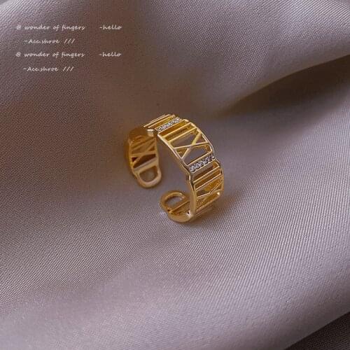 Classic Hollowed Out Roman Numeral Gold Rings For Woman 2021 New Korean Fashion Jewelry Goth Party Girls Sexy Set Accessories