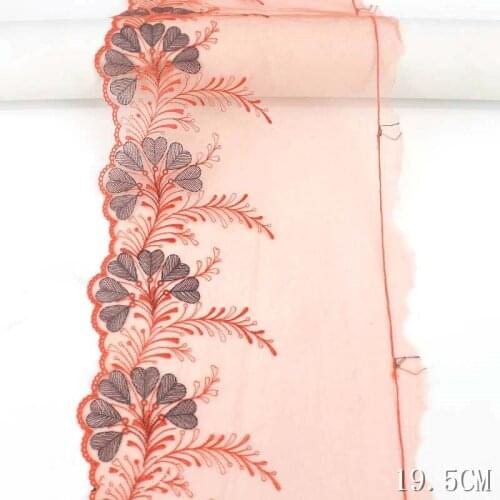 3Yards Hearts Printed Embroidered Lace Trim Fabric For Sexy Bra Lingerie Underwear Handmade Hair Bow Dress 19.5cm Width