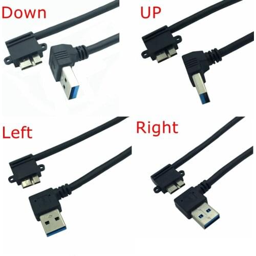 Left & Right angled 90 degree USB3.0 USB 3.0 A Male to Micro B Male 90 degree cable for Galaxy Note3 N9000 N900 & S5 i9600 Black