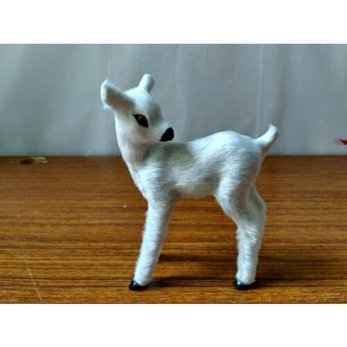 Small cute simulation deer toy resin&fur white deer doll gift about 12x10cm 1072
