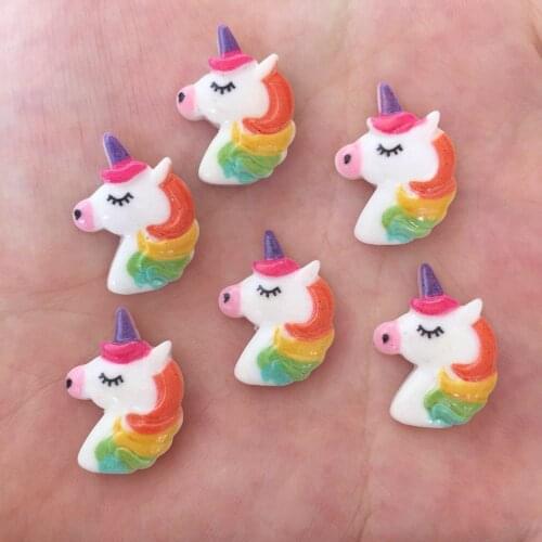 Resin Kawaii mini Colorful porcelain Unicorn Flatback Cabochon stone 50PCS scrapbook DIY Decor Home Figurine Crafts