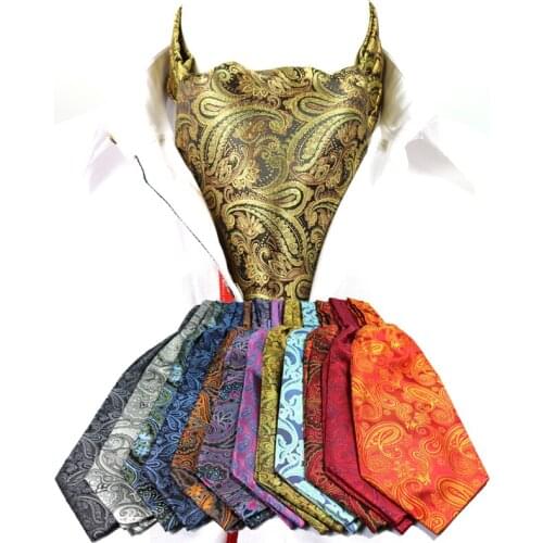 Men Vintage Polka Dot Wedding Formal Cravat Ascot Scrunch Self British style Gentleman Polyester Silk Neck Tie Luxury