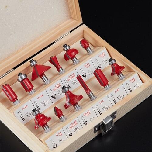 12pcs 1/4 Router Bit Set Trimming Straight Milling Cutter Wood Bits Tungsten Carbide Cutting Woodworking Trimming