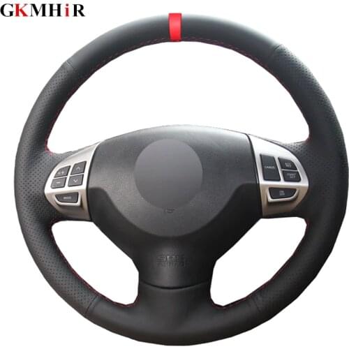 Genuine Leather Car Steering Wheel Cover Red Marker For Mitsubishi Lancer EX 10 Lancer X Outlander ASX Colt Pajero Sport