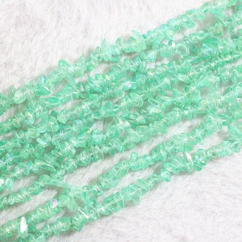 Newly green aventurine color plated irregular gravel stone 5x7mm fashion loose beads diy high quality Jewelry 35" B548