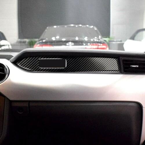 Trim Dashboard Panel Cover 1PC For Ford Mustang 2015-2019 Black Carbon Fiber Interior