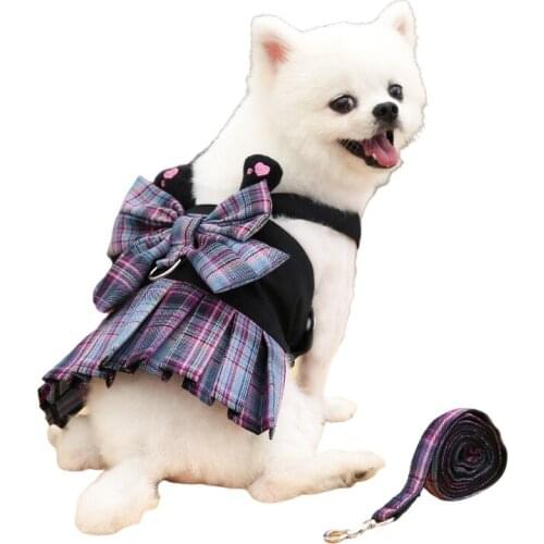 Pet Lead Dog Leash Harness Dress Skirt Cat Chihuahua Yorkshire Pomeranian Shih Tzu maltese Poodle Schnauzer Dog Clothes Outfit