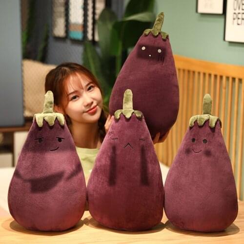Purple Eggplant Plush Toy Long Pillow Creative Vegetable Doll Sleeping Pillow Child Birthday Gift Exquisite Embroidery