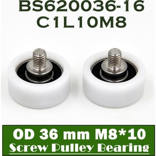 6200 2RS Screw Pulley Bearing OD 36 mm M8*10 ( 2 PCS ) Doors and Windows Roller Mute Wheel POM 6200 RS Plastic Covered Bearings