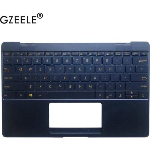 New Palmrest Top Case Assembly upper cover laptop keyboard for Asus ZenBook 3 UX390 UX390UA UX390A with backlit Blue US English